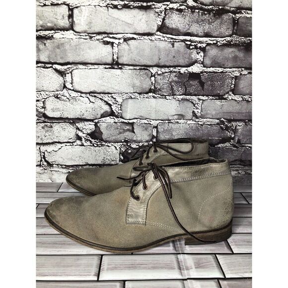 Rogue Gray Taupe Suede Leather Casual Lace Up Ankle Boots Men’s Sz 42EU/9M US - Picture 1 of 15